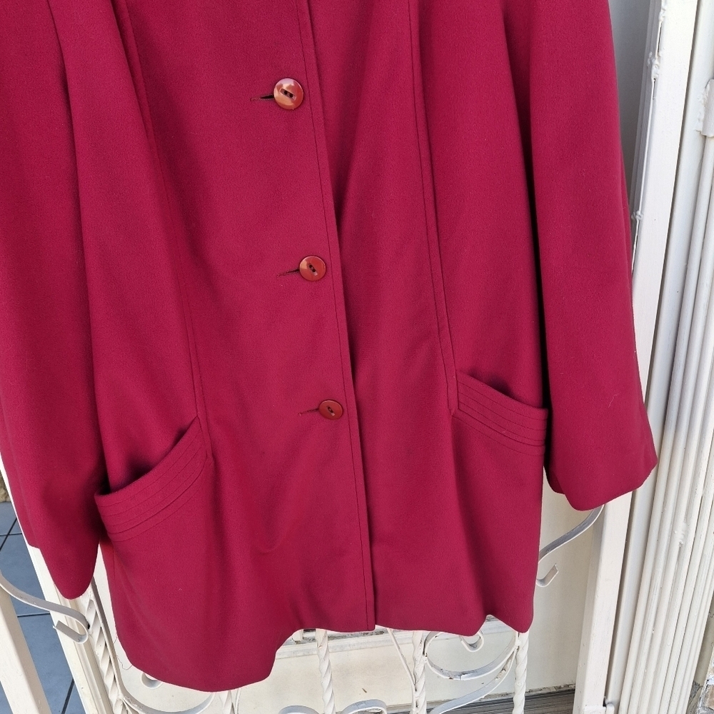 Kashmiracle by Wellington Fashions Cashmere-like Red Button-up Coat  Size 16 - Picture 3 of 15